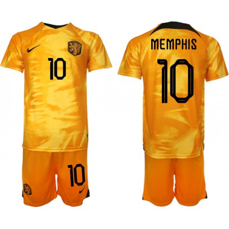 Men's Netherlands #10 Memphis Orange Home Soccer Jersey Suit