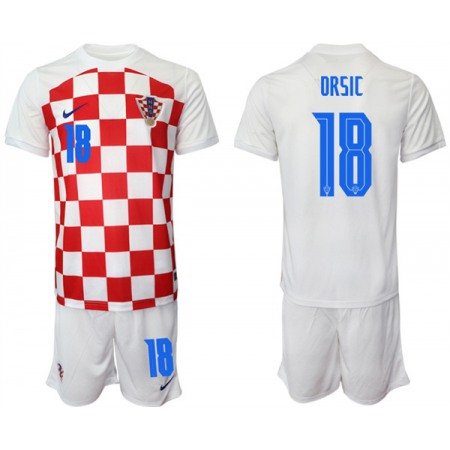 Men's Croatia #18 Drsic White Home Soccer Jersey Suit